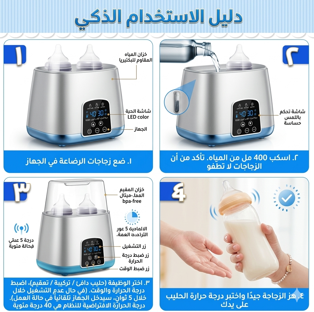 جهاز تسخين وتعقيم ببرونات + حمالة اطفال هدية مجانية