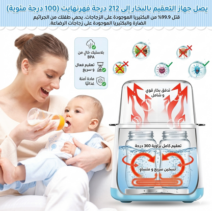 جهاز تسخين وتعقيم ببرونات + حمالة اطفال هدية مجانية