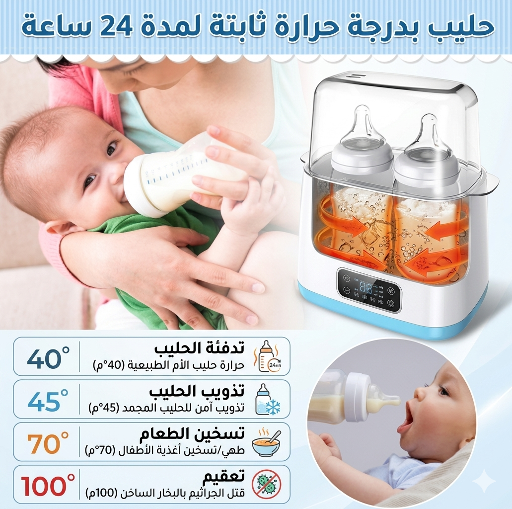 جهاز تسخين وتعقيم ببرونات + حمالة اطفال هدية مجانية
